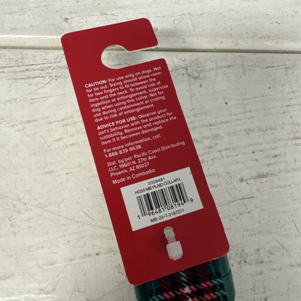 Marry Bright Holiday Dog Collar Red Green White Christmas PLAID Size L 16-26" - Picture 5 of 6